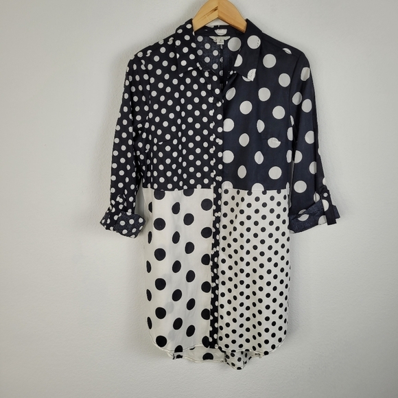 Est 1946 poka dot tunic button down top - Picture 8 of 8